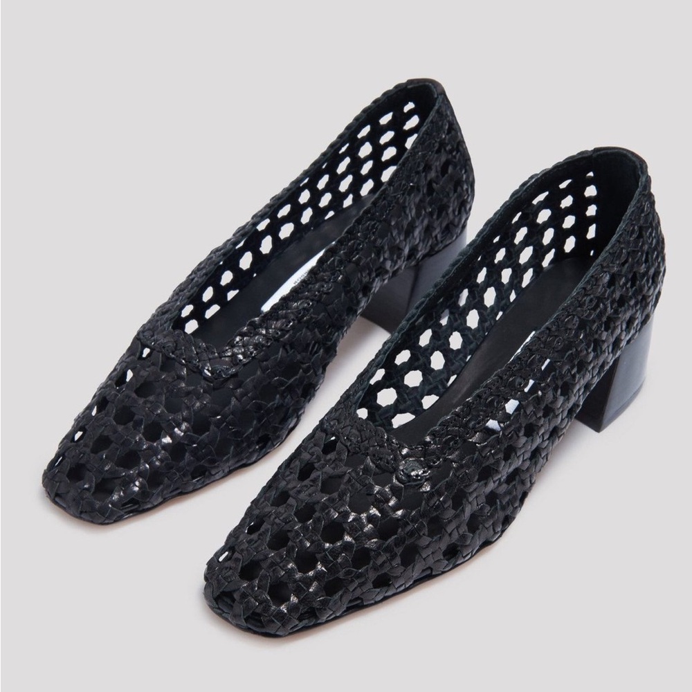 Miista Taissa Black Woven Leather Heels